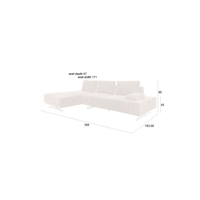 Dutchbone Shelly 3-zitsbank Links Chaise Longue Beige