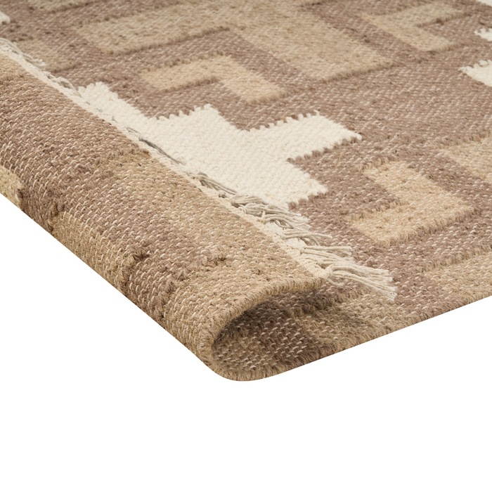 Beliani-KONURTAY-Laagpolig vloerkleed-Lichtbeige-160 x 230 cm-Jute
