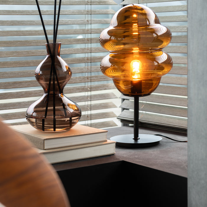 J-Line - Tafellamp Honinglepel Glas Bruin - 28x28x52cm