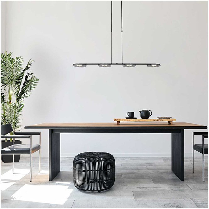 Steinhauer - Turound - Hanglamp 4-lichts zwart | smoke glas dimbaar