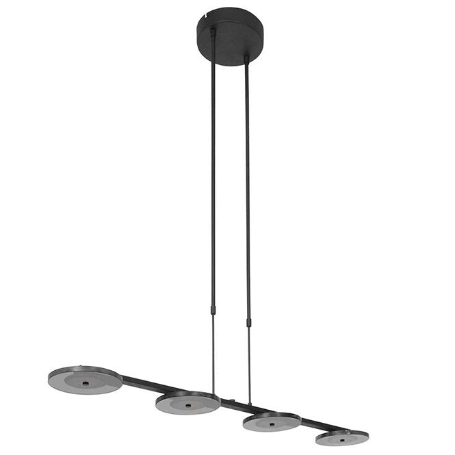 Steinhauer - Turound - Hanglamp 4-lichts zwart | smoke glas dimbaar