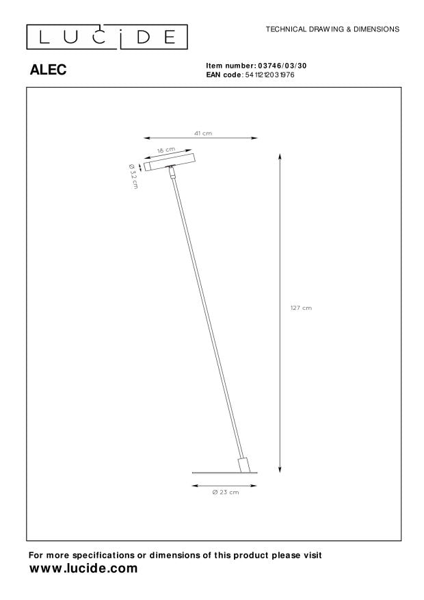 Lucide ALEC Vloerlamp - Zwart