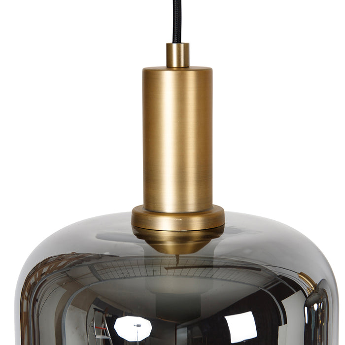 QAZQA Hanglamp zwart met goud en smoke glas incl. 4 PUCC - Zuzanna