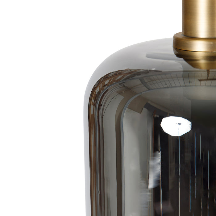 QAZQA Hanglamp zwart met goud en smoke glas incl. 4 PUCC - Zuzanna