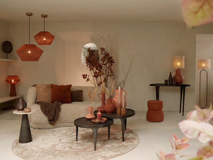 Light & Living Light&living Hanglamp Ø50x33,5 cm FUGIA jute steenrood