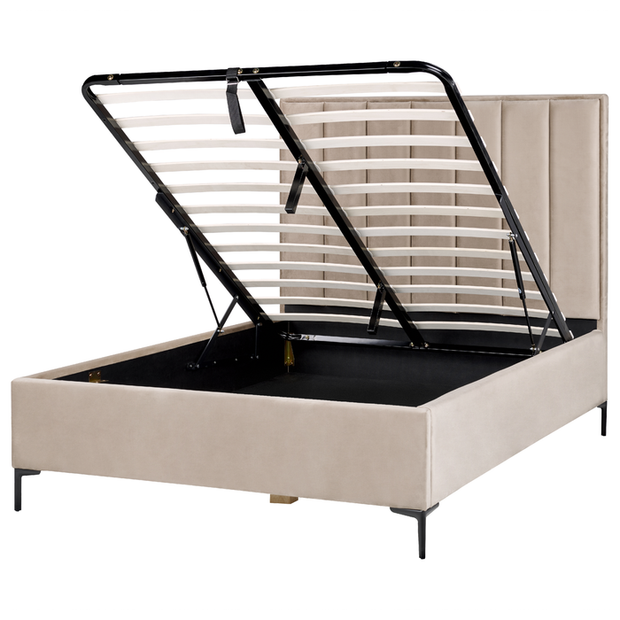 Beliani - SEZANNE - Slaapkamerset - Taupe - 140 x 200 cm - Fluweel