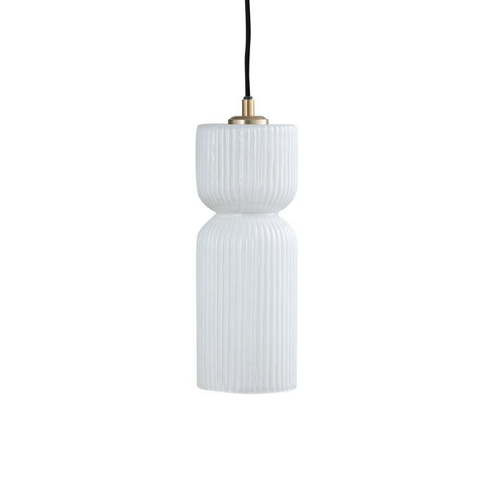 PTMD Zhen White embossed rib glass hanging lamp L