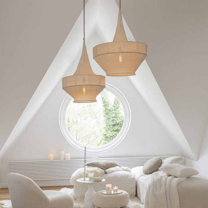 J-Line - Hanglamp Handgebreid Beige Small - 45x25x55cm