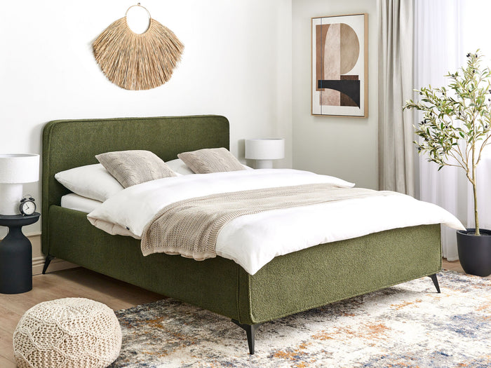 Beliani - VALOGNES - Bed - Donkergroen - 160 x 200 cm - Bouclé
