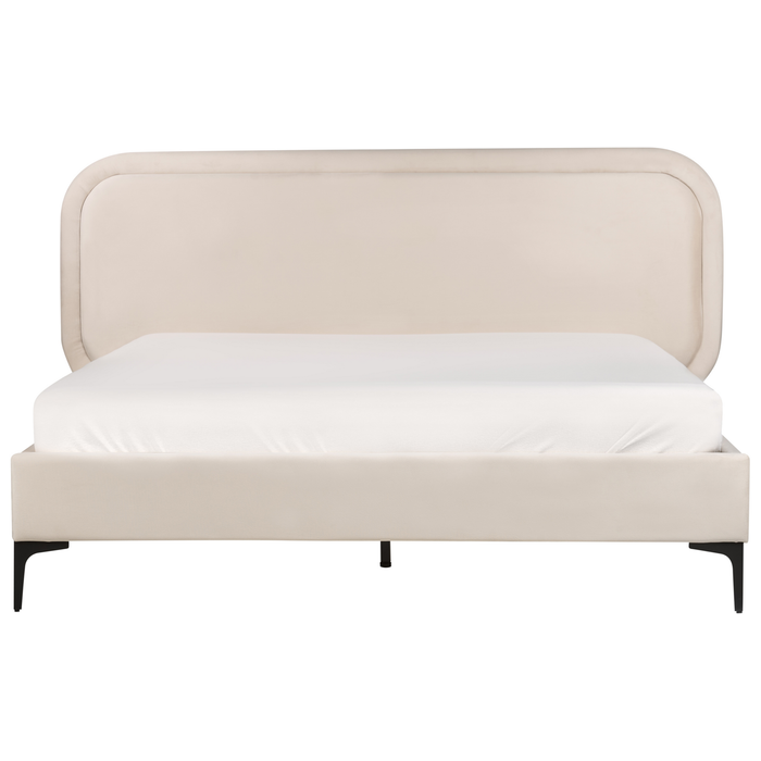 Beliani-SUZETTE-Tweepersoonsbed-Lichtbeige-160 x 200 cm-Polyester