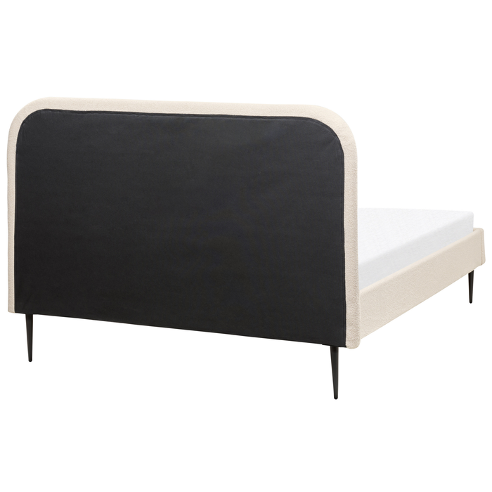 Beliani-FLAYAT -Tweepersoonsbed-Lichtbeige-140 x 200 cm-Bouclé