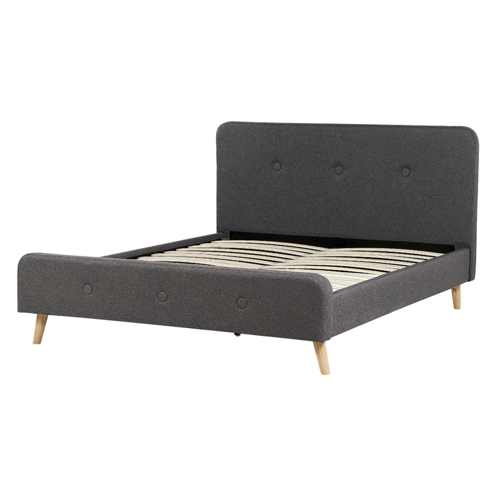 Beliani-RENNES II-Tweepersoonsbed-Donkergrijs-160 x 200 cm-Polyester