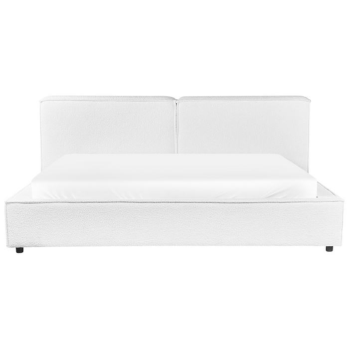 Beliani - LINARDS - Bed - Wit - 180 x 200 cm - Bouclé
