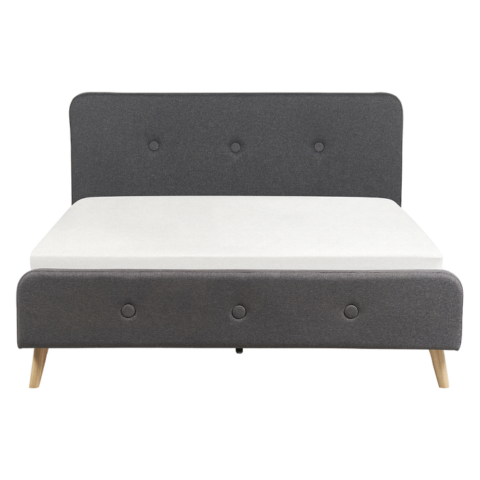 Beliani-RENNES II-Tweepersoonsbed-Donkergrijs-160 x 200 cm-Polyester