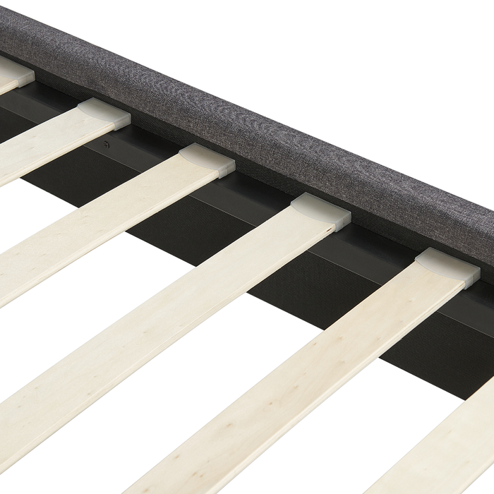 Beliani-RENNES II-Tweepersoonsbed-Donkergrijs-160 x 200 cm-Polyester