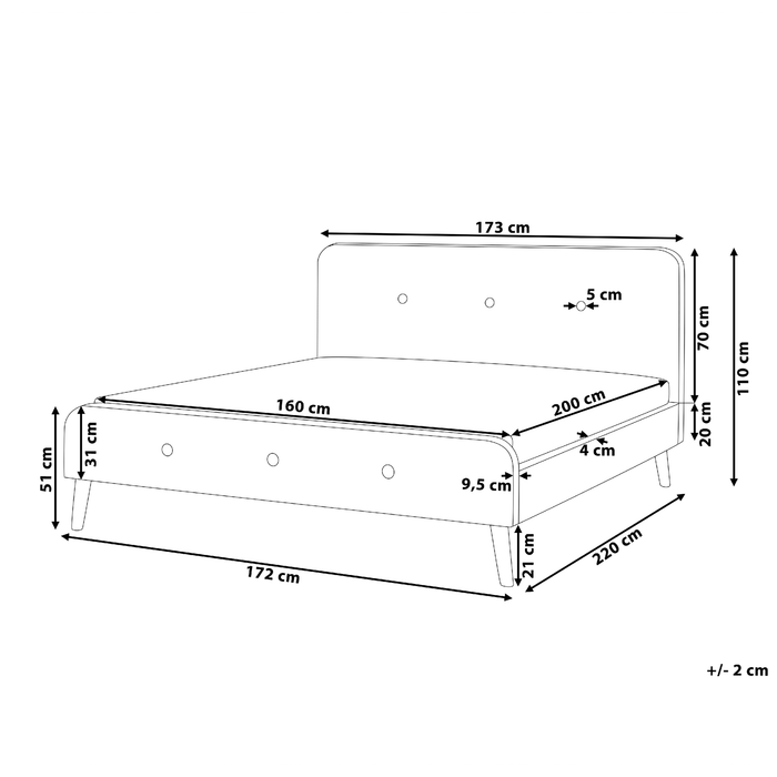 Beliani-RENNES II-Tweepersoonsbed-Donkergrijs-160 x 200 cm-Polyester