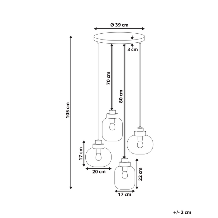 Beliani - ZAYANDE - Hanglamp - Lichtgrijs - Glas