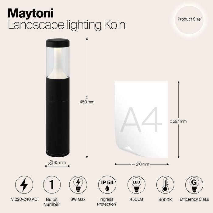 Maytoni Outdoor - Landschapsverlichting Koln - Zwart - Ø9