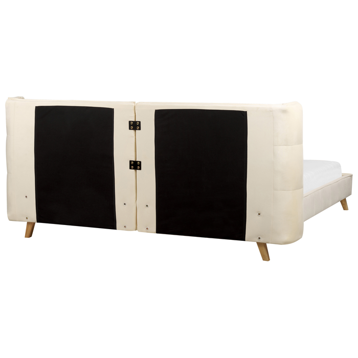 Beliani-SENLIS -Tweepersoonsbed-Lichtbeige-180 x 200 cm-Fluweel