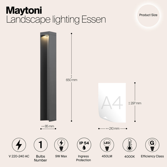 Maytoni Outdoor - Landschapsverlichting Essen - Grijs - Ø8,5