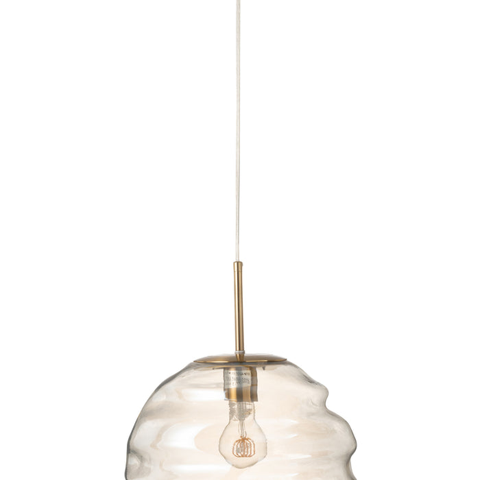 J-Line - Hanglamp Glas Licht Cognac - 30x30x34cm