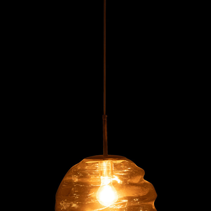 J-Line - Hanglamp Glas Licht Cognac - 30x30x34cm