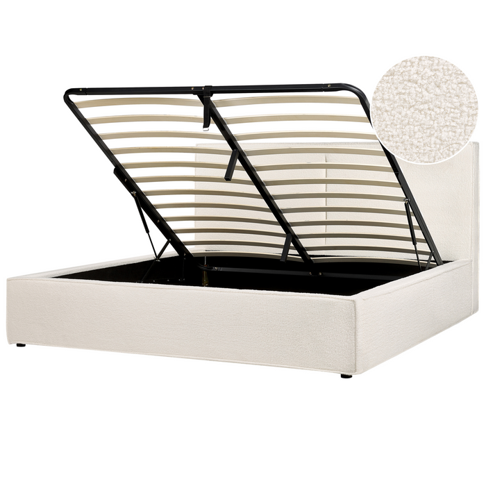 Beliani-MOISSAC-Tweepersoonsbed-Gebroken wit-180 x 200 cm-Polyester