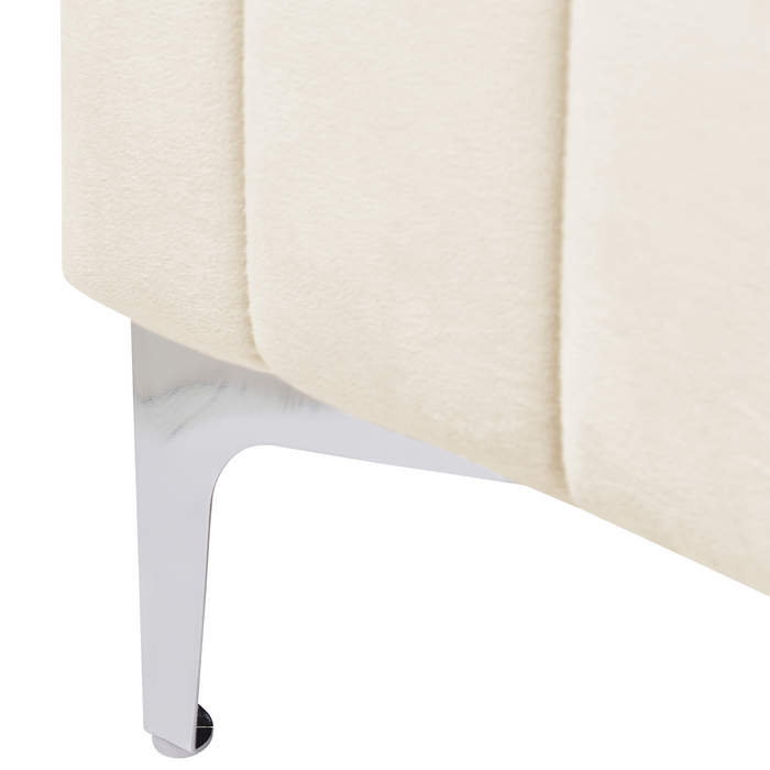 Beliani-LUNAN-Tweepersoonsbed-Lichtbeige-160 x 200 cm-Fluweel