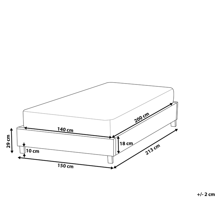 Beliani-ROANNE-Tweepersoonsbed-Lichtbeige-140 x 200 cm-Bouclé