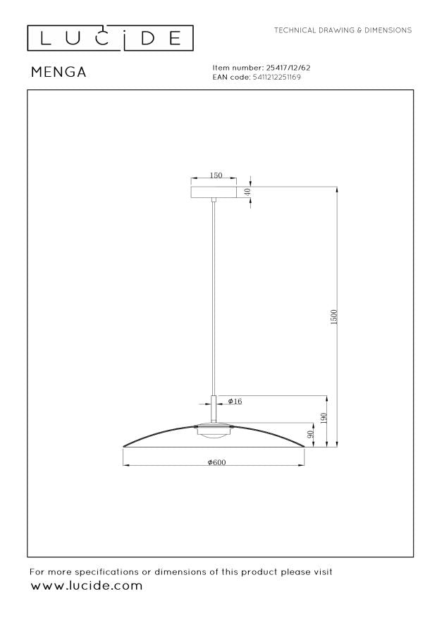 Lucide Premium MENGA Hanglamp - Amber