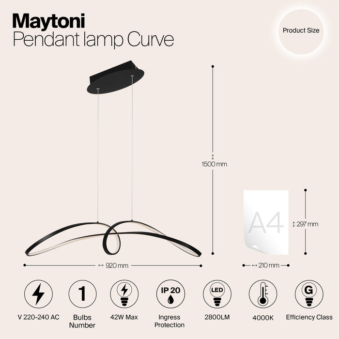 Maytoni - Hanglamp Curve - Zwart