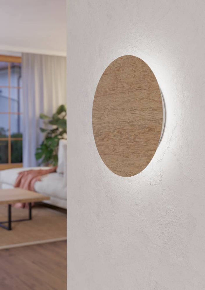 EGLO Alamilo Wandlamp - LED - Ø 22 cm - Bruin - Hout