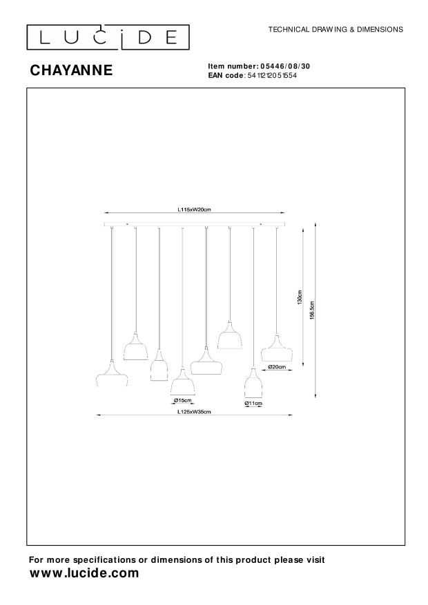 Lucide CHAYANNE Hanglamp - Zwart