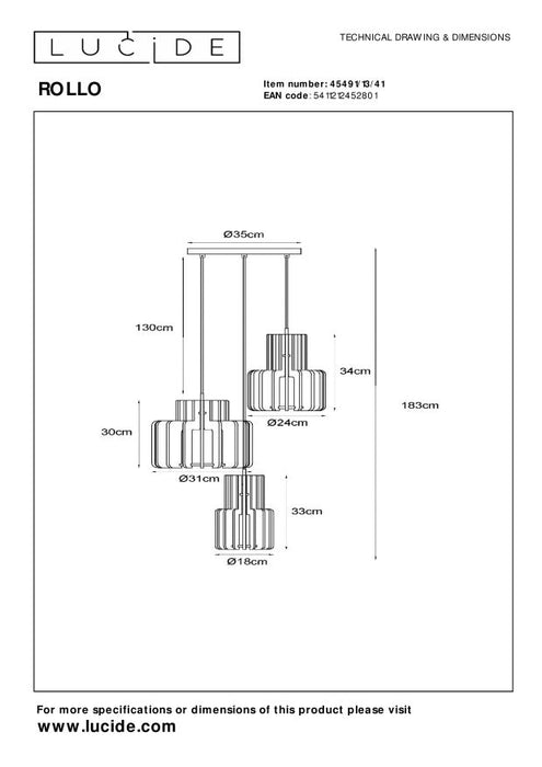 Lucide ROLLO Hanglamp - Taupe