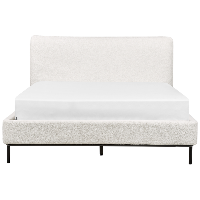 Beliani-CORIO-Tweepersoonsbed-Gebroken wit-140 x 200 cm-Bouclé