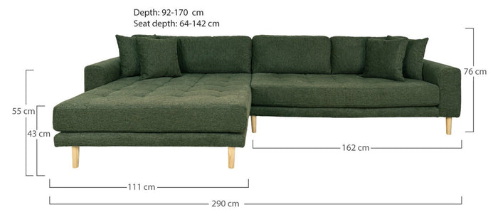 House Nordic Lido Olijfgroen 2,5-Zits Hoekbank Links
