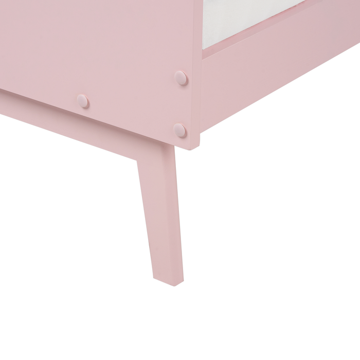 Beliani-BONNAC-Eenpersoonsbed-Pastelroze-90 x 200 cm-Dennenhout