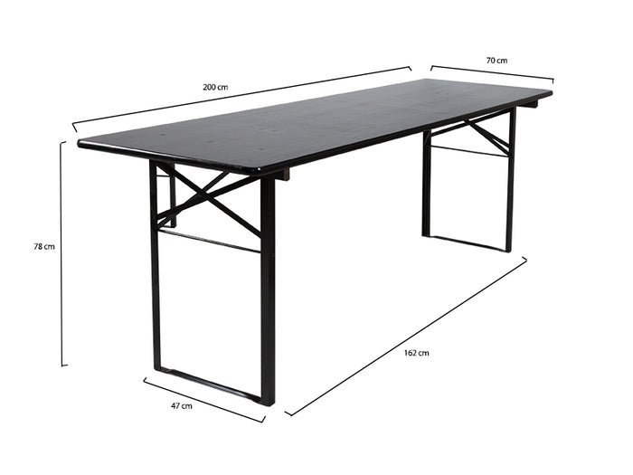 Inklapbare biertafel Berlijn 200 x 70 cm zwart