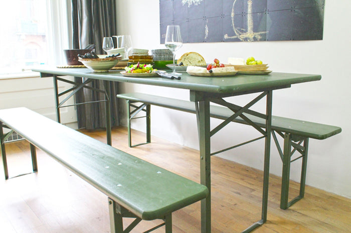 inklapbare biertafel Berlijn 200 x 70 cm olijfgroen