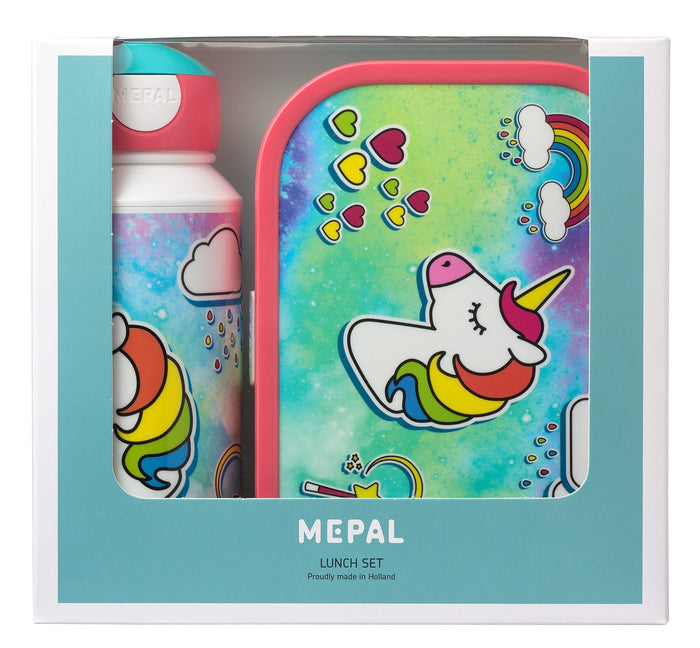 Lunchset Campus (pop-up drinkfles en lunchbox) - Unicorn