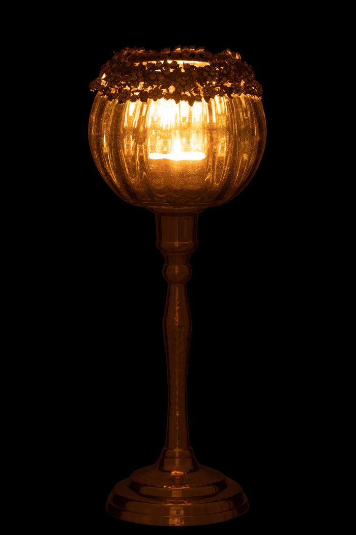 J-Line kerstbal Takken - glas - lichtroze - large - doos van 4