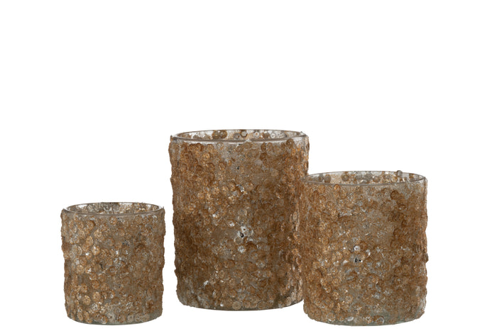 J-Line kerstbal - glas - mat|blinkend paars - doos van 8