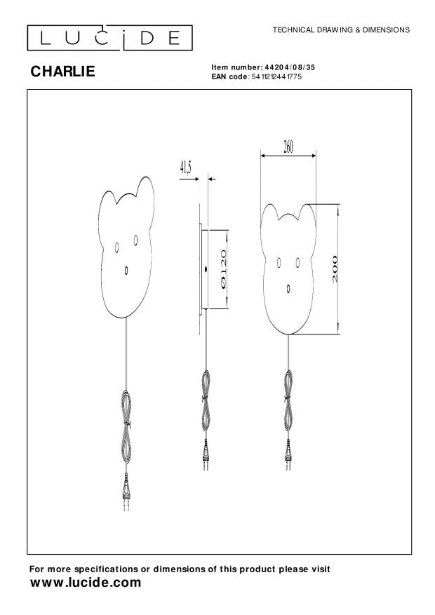 Lucide CHARLIE Wandlamp - Blauw