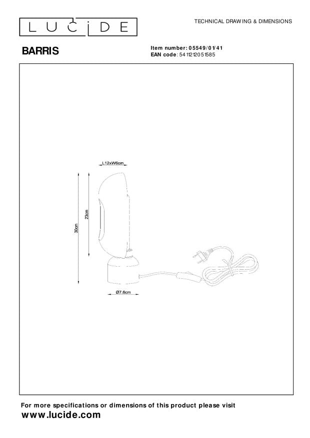 Lucide BARRIS Tafellamp - Taupe