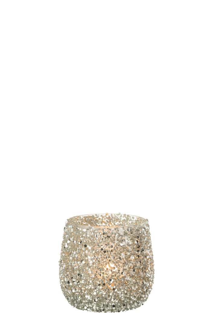 J-Line kerstbal Geribbeld|Ruit - glas - rood - large - doos van 4