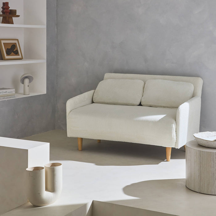 sweeek - 2-zits slaapbank met houten poten