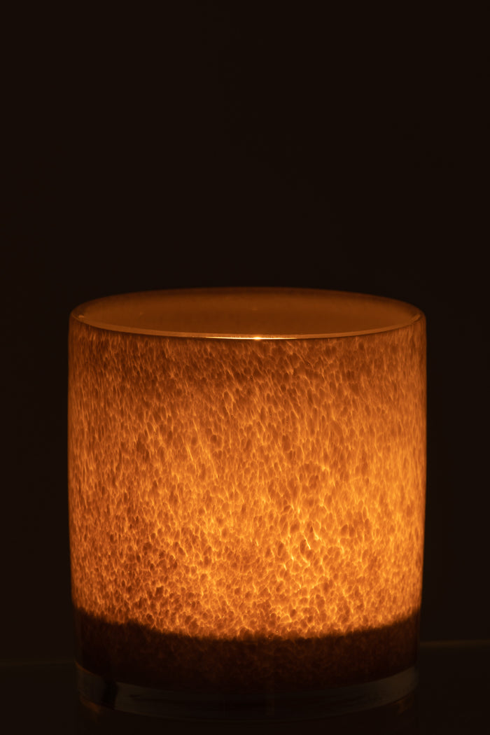 J-Line theelichthouder Jade - glas - bruin - medium