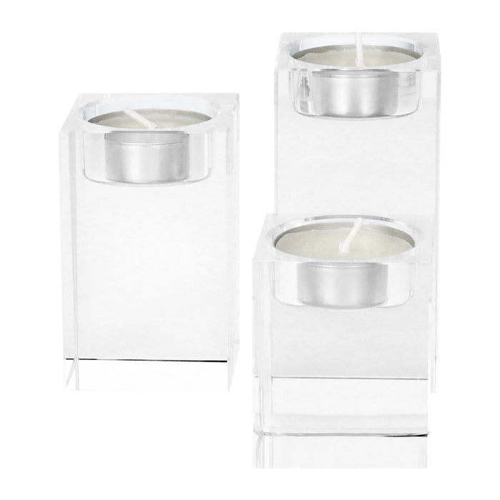 QUVIO Waxinelichthouder - Set van 3 - Glas