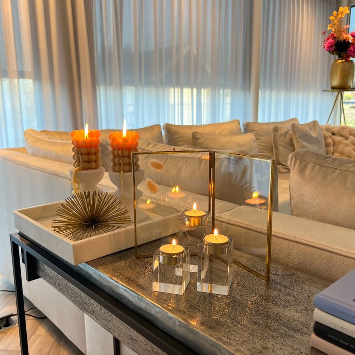 QUVIO Waxinelichthouder - Set van 3 - Glas