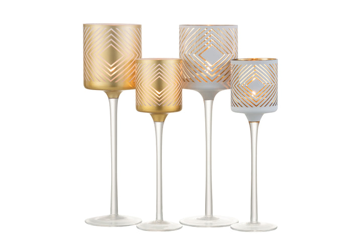 Theelichthouder | Glas | Goud | 9x9x (h)30 Cm